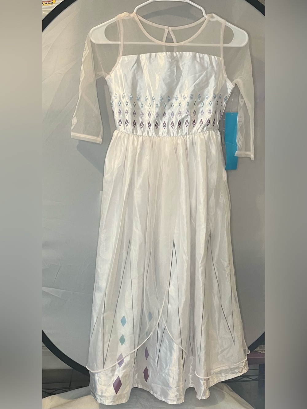 Disney White Costume Dress with Blue and Purple Diamond Accents